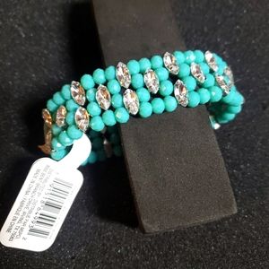 Turquoise colored beaded stretch bracelet